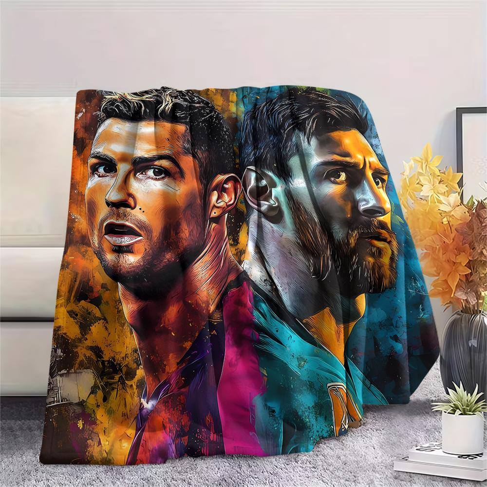 1Pc CR7 Print Flannel Blanket, High quality Comfortable for All Seasons, Home Decor, Warmth and Comfort, Perfect for Christmas Gifts