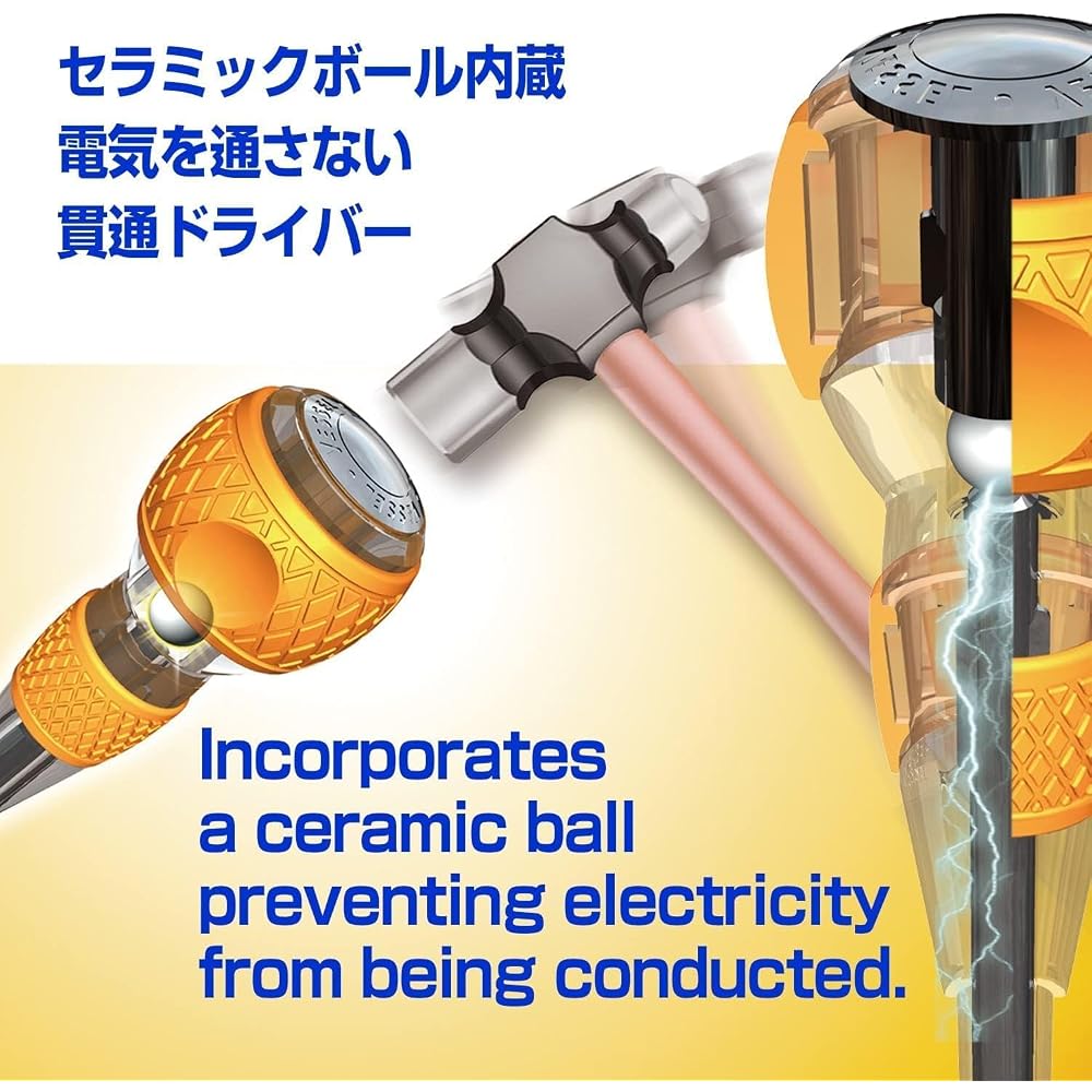 VESSEL (VESSEL) Ball Grip Safety Through-Screwdriver +2 x 150 250