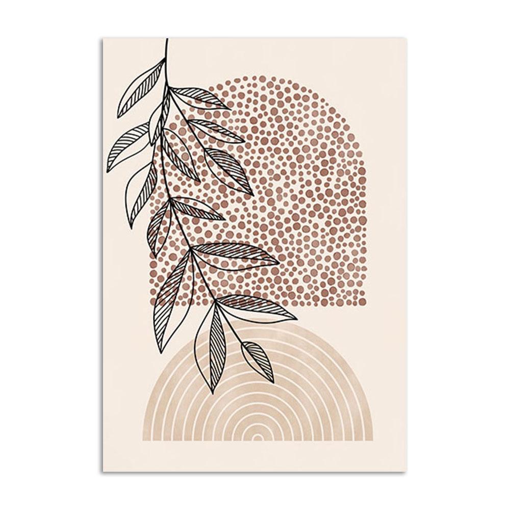 Abstract Lines Art Prints Boho Plant Leaves Wall Pictures Beige Posters Nordic Modern Canvas Painting Living Room Decor Painting