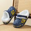 Fleece-Lined EVA Clogs with Cartoon Construction Vehicle Design - Warm Slip-On Winter Shoes for Autumn & Winter,Cold Weather Footwear