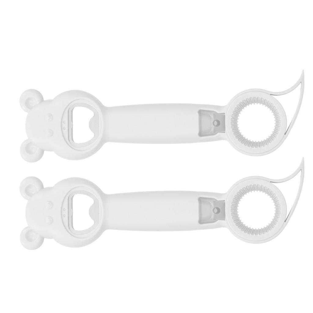 2Pcs 4?in?1 Can Opener Universal Portable Manual Drinking Beverage Bottle OpenerWhite