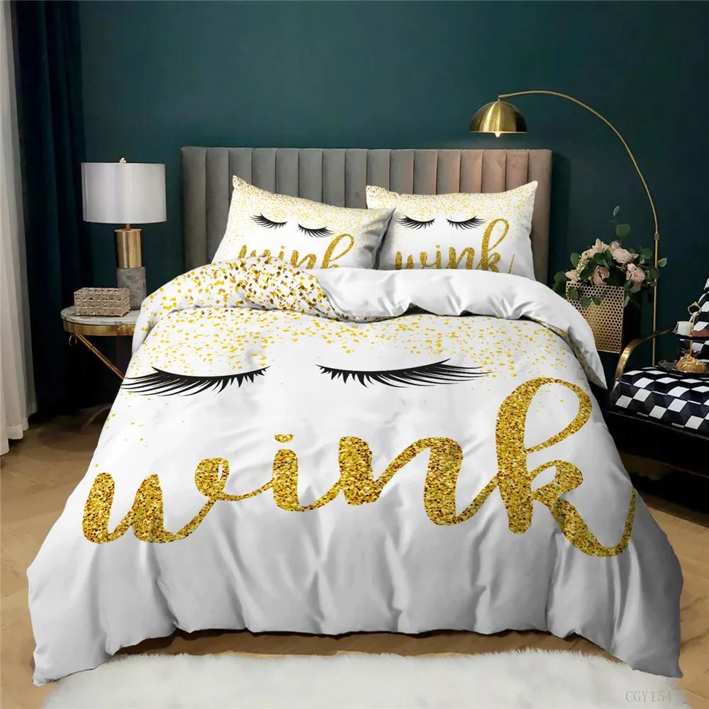 China Air Express Comforter Cover Bedding Set Sequins Eyelash White Pink Duvet Cover Pillowcases Kids,twin Full Quilt Cover Set