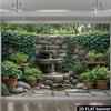 2D Natural Garden Waterfall Scene Photography Background