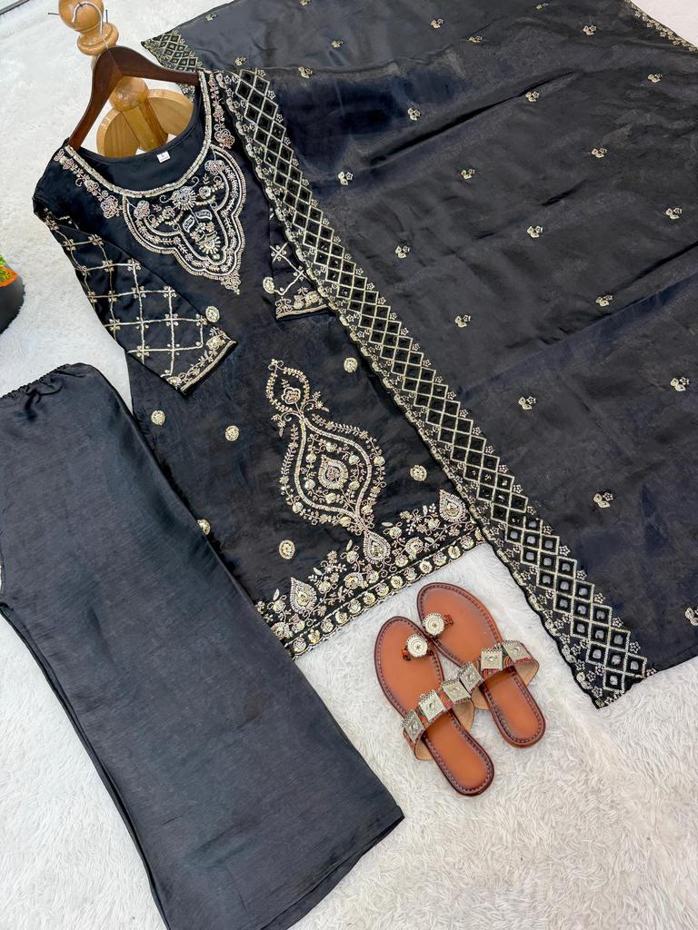Indian Bollywood Salwar Kameez Palazzo Dupatta Set Women Designer Ethnic Fancy Silk Salwar Suit
