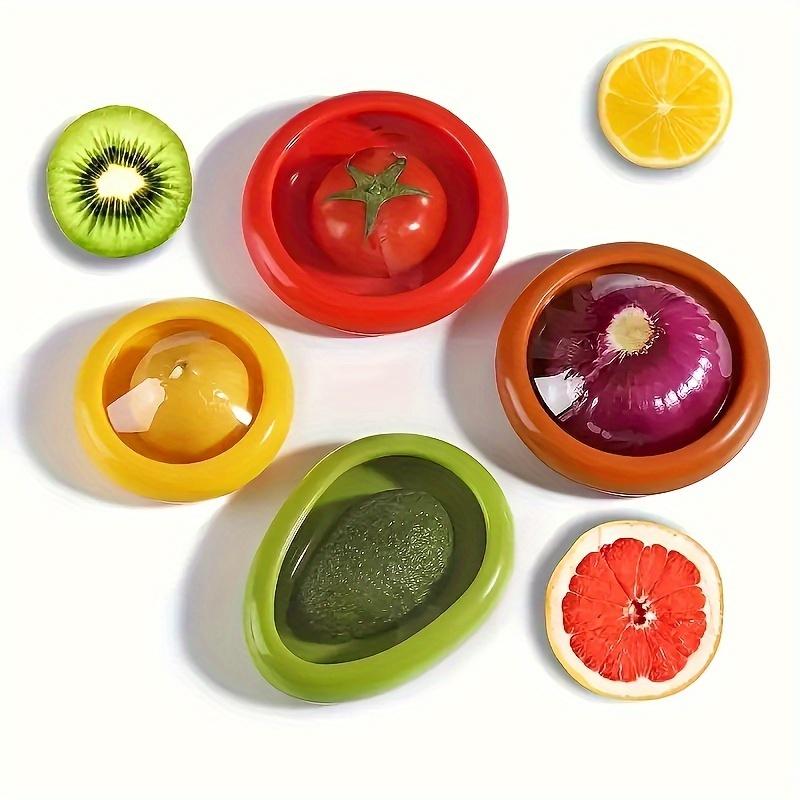 

4Pcs Silicone Fruit Vegetable Storage Containers, reusable fridge preservation pods for avocado, tomato, garlic, onion and more. 4-Piece Set