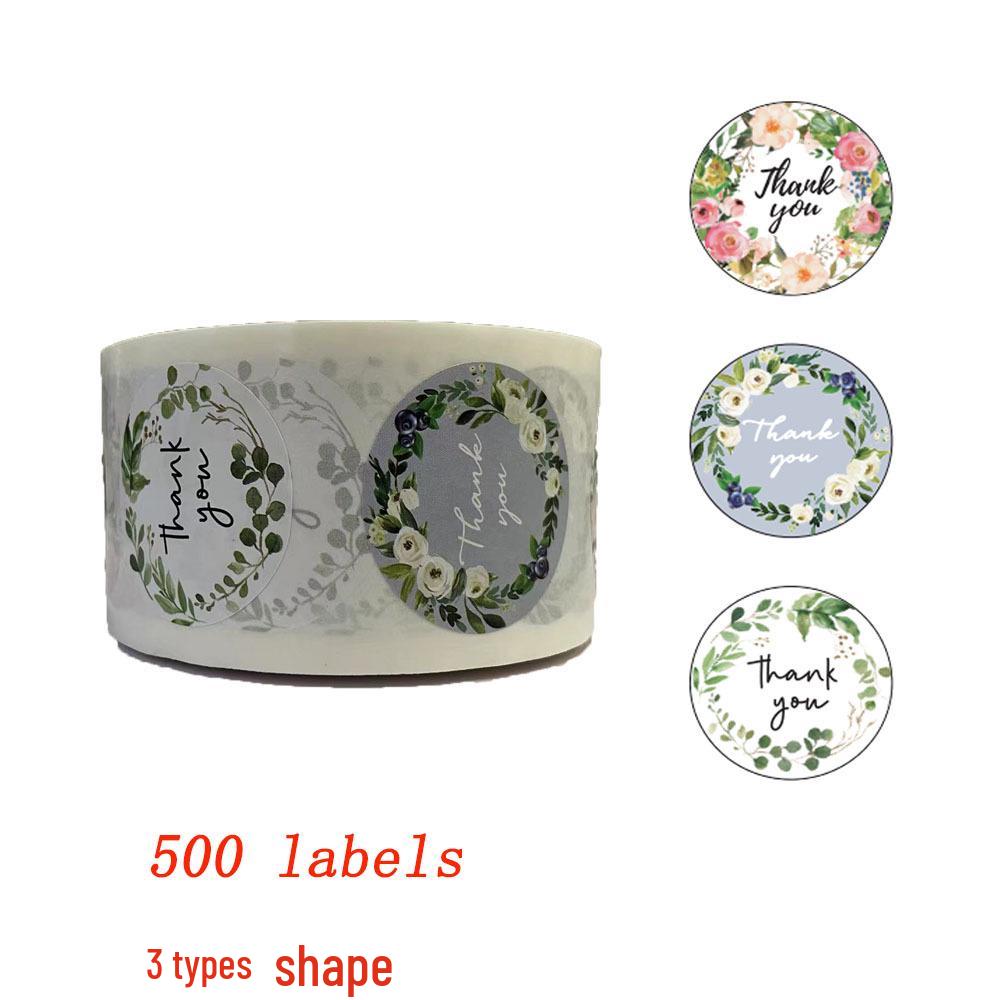 500 Kraft Paper Self-Adhesive Thank You Stickers for Baking Gifts Sealing Labels