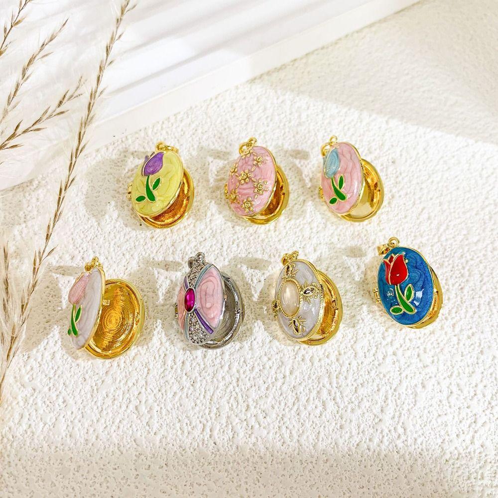 Inlaid Rhinestones Photo Locket Pendant Necklace Openable Gold Clavicle Chain Birthday Gift