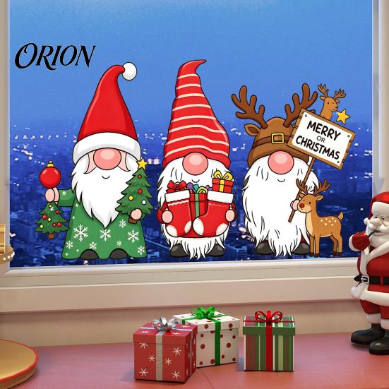 Gnome Wall Stickers Christmas Static Window Sticker, PVC Waterproof Clings, Cartoon Glass Dwarf Art Decals, Cute Faceless for Home Store Holiday Party