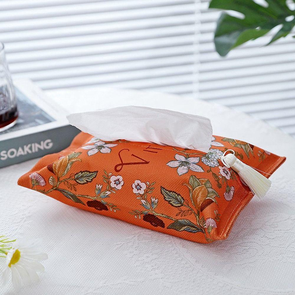 Rectangle Short Plush Tissue Bag 18x24cm Napkin Paper Box Retro Tissue Box Holder  Office