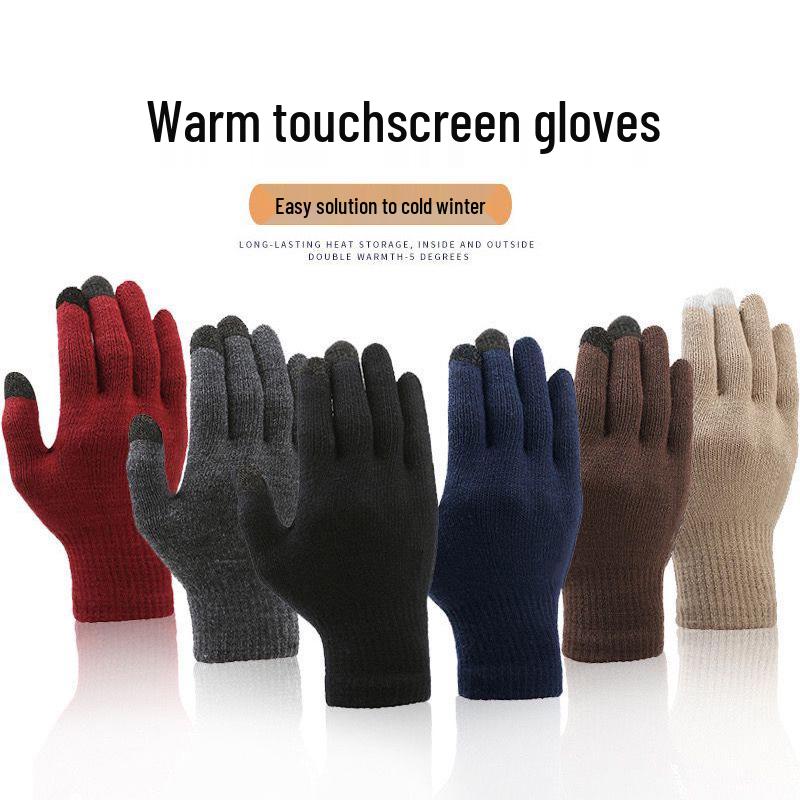 Knitted Woolen Winter Hat, Scarf & Touchscreen Gloves Set