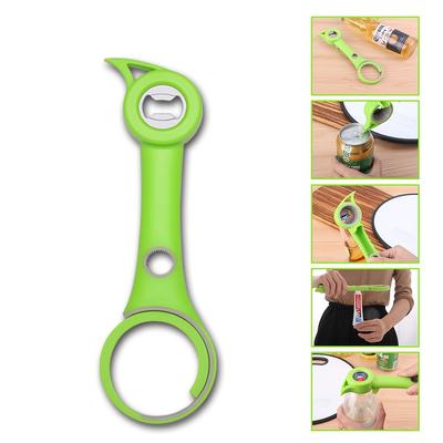 Multifunctional 6in1 Kitchen Tool Plastic Jar Bottle Opener Stainless Steel Blade Spiral Lid Twister Beer and Soda Cap Remover