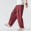 Pánské letní ležérní streetwear bavlněné lněné volné kalhoty pánské jednobarevné nadrozměrné bloomers kalhoty
