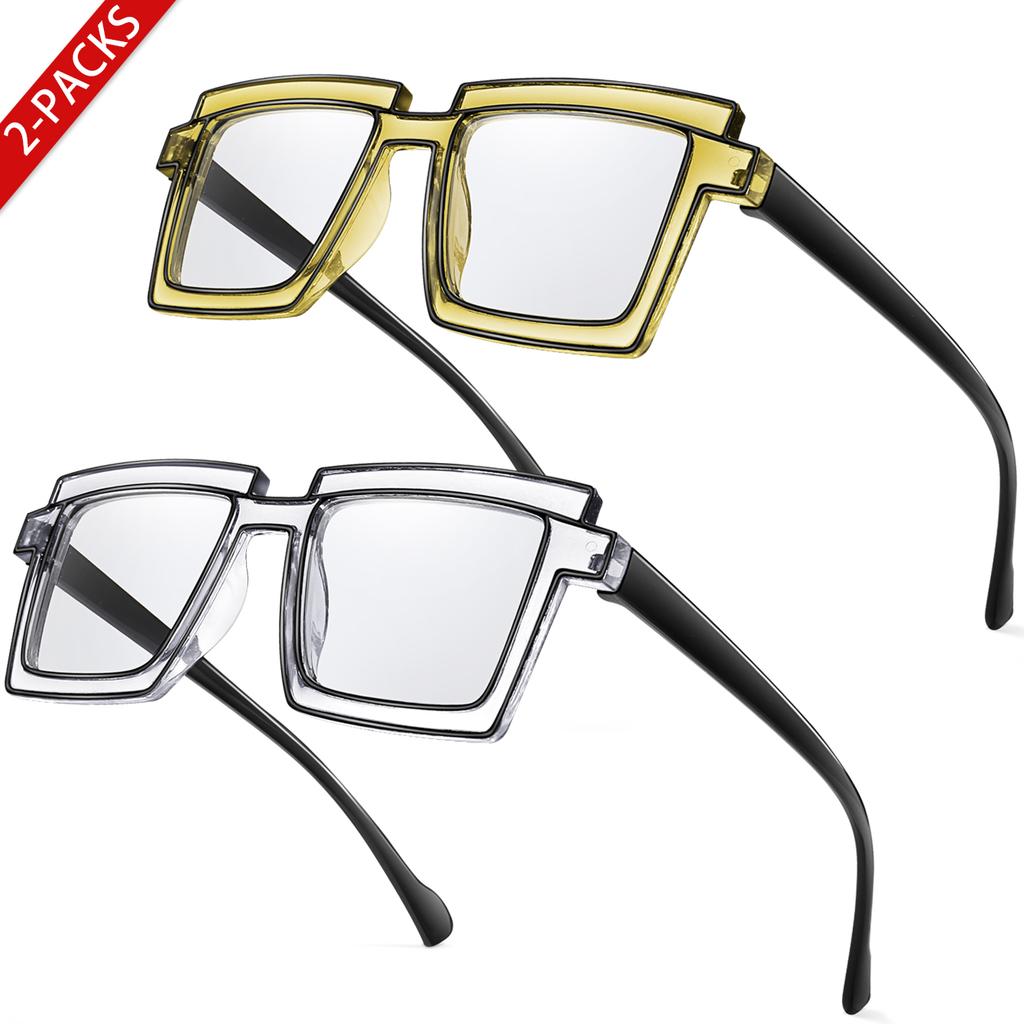 2 Pairs Men and Women's Fashion Sunglasses Square Frame Candy Color Glasses for Parties Shopping and Selfie