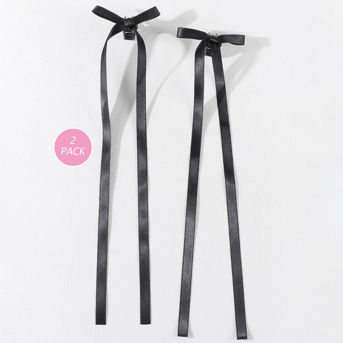 

2 шт. Заколка для волос с длинным бантом в стиле Y2K для женщин и девочек, ленточный бант, зажим-акула, милая корейская заколка для волос с длинной кисточкой, аксессуары для волос для девочек