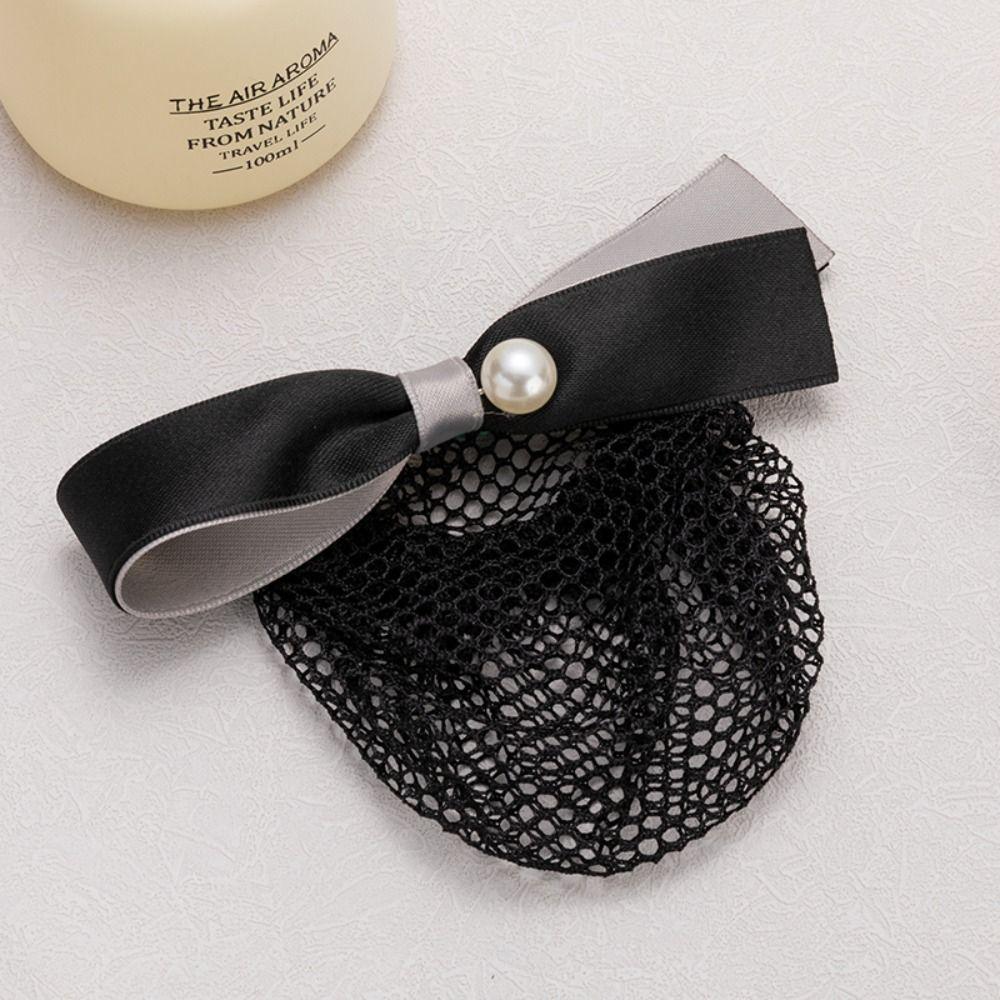 Pearl Bun Snood Ribbon Nurse Hair Clip Elegant Bowknot Spring Clip  Girls