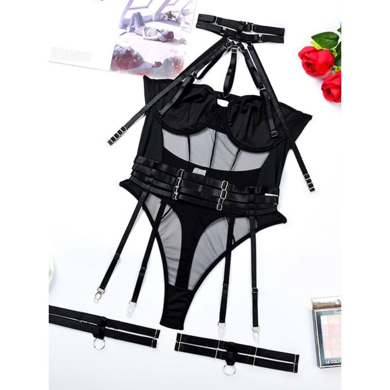 Fashion Ins Sexy Nightclub Disco Bar Performance Wear Mesh Tied Jumpsuit Sexy Halterneck Vest Tops