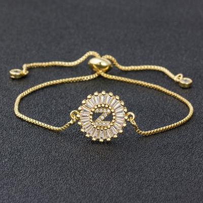 

Nidin Hot Sale 26 Alphabet Letter Charm Adjustable Bracelet Copper A-Z Initial Chain Bracelets for Women Party Wedding Jewelry