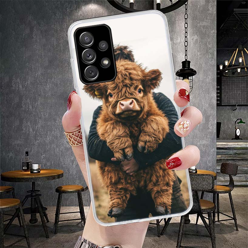 

Cute Highland Cow Soft Phone Case For Samsung Galaxy A12 A22 A32 A52 A72 A02S A51 A50S A71 A70 A31 A20S Note 20 Ultra S10 A10S G Samsung S10