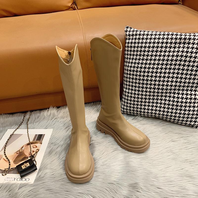 

Long Martin boots women s 2025 new winter thick-soled velvet high knight boots versatile small boots outside 40 хаки