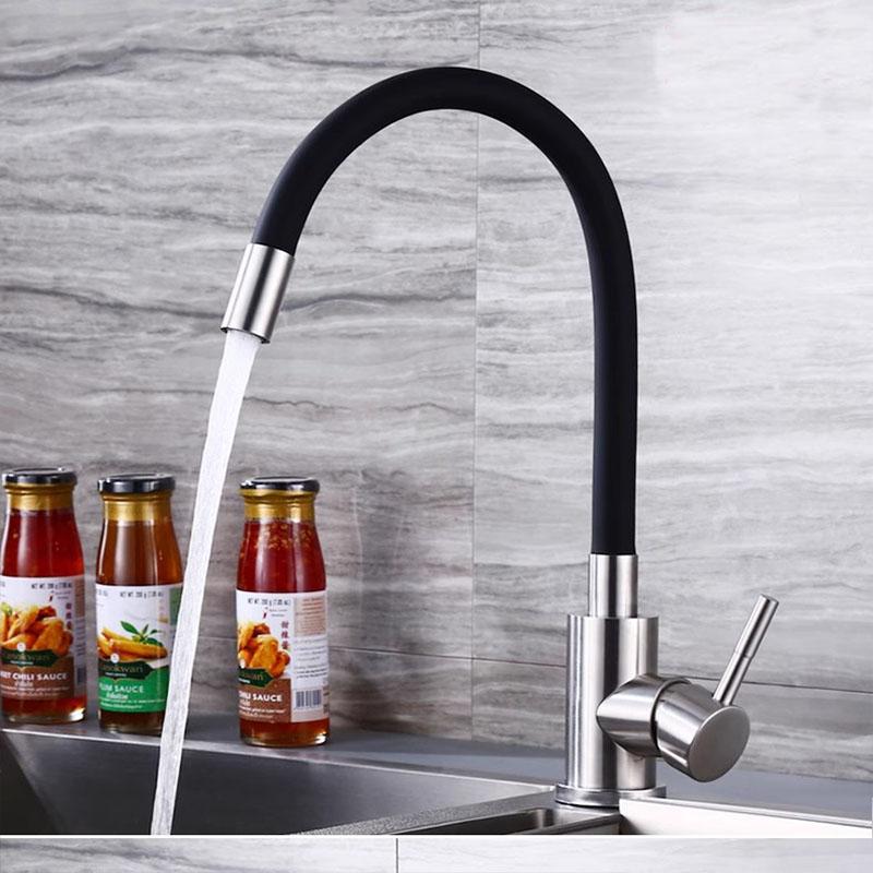304 Stainless steel Faucets Kitchen Hot Cold Taps Universal Flexible Pipe Kitchen Sink Water Tap Deck Mounted