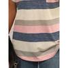Summer Women Casual Comfortable Striped V-Neck Multi-Color Short Sleeve T-Shirt