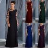 Women's Lace Sheer 3/4 Sleeve Evening Dress Elegant Maxi Gown Formal Party Dress