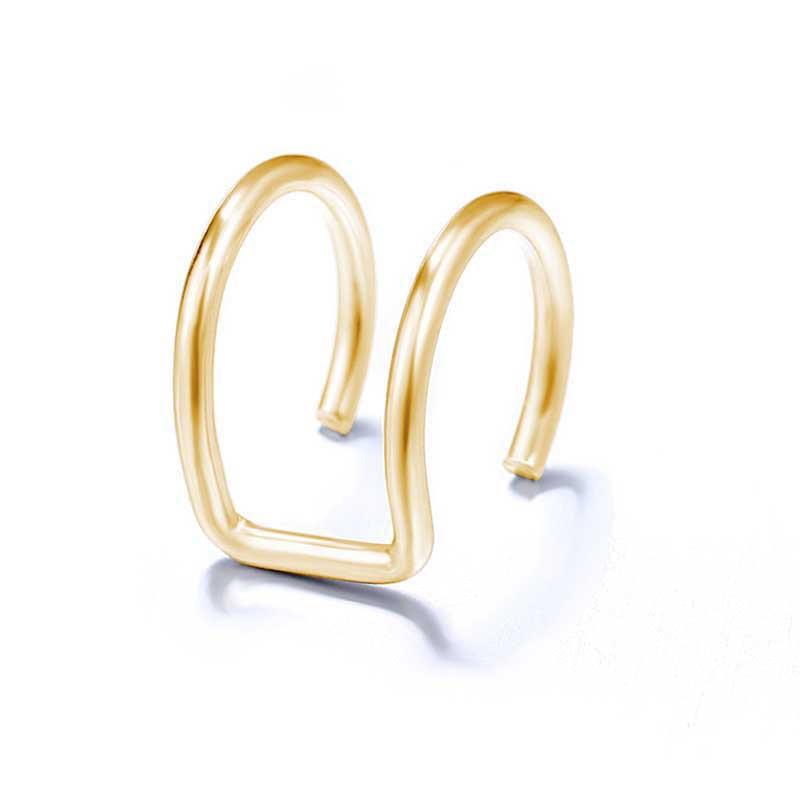 Korean Design Stainless Steel Clip Earrings No Piercing Gold Color Ear Bone Clips Simple Shiny Ear Cuffs for Women Jewelry
