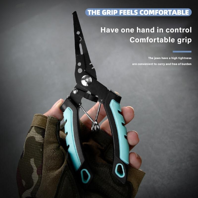 Plier Fishing Plier Fishing Tackle with Sheath and Coiled Lanyard Fishing Multitool Hook Remover Braided Line Cutter