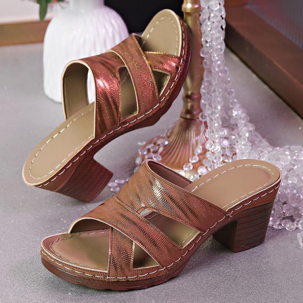 Fashion 2025 Retro Thick Sandals For Women Summer Lightweight High Heel Slippers for Women Plus Size 43 Outdoor Platform Slippers