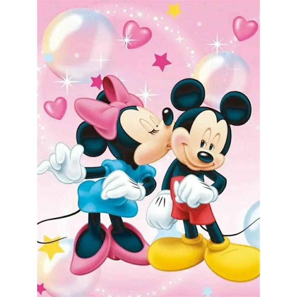 

Disney Diamond Painting Mickey and Minnie Kissing Theme Illustration Cute DIY Rhinestone Mosaic Cross Stitch Kit Embroidery Gift, Home Decor Round 20x30cm