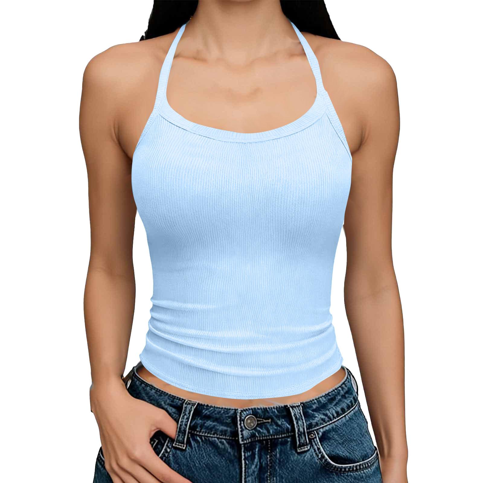 

Women s Fashionable Casual -Color Fitted U-Neck Tank Top M