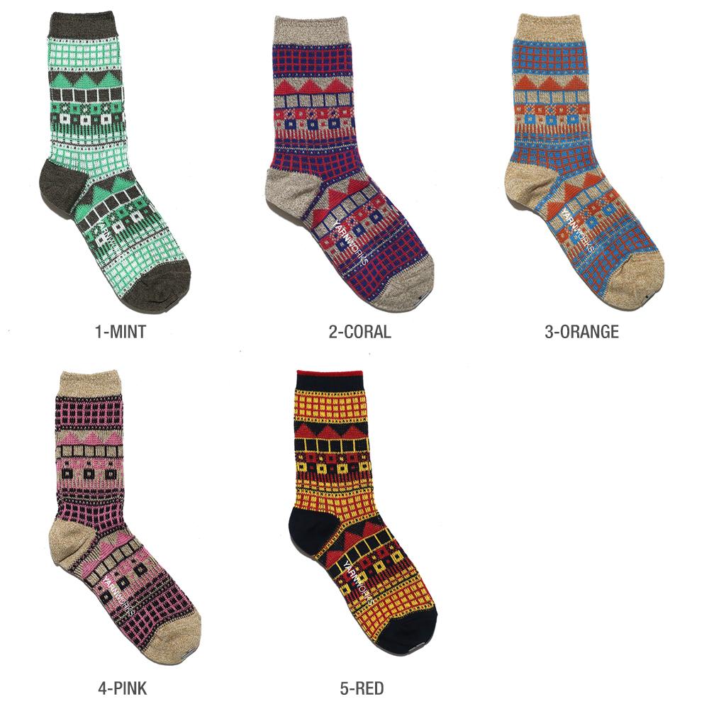 Yanwogseu [Select 3-Color Pack][5 Colors] Work3 Multi-Pattern Jacquard Socks [Select 3-Color Pack][5 Colors]