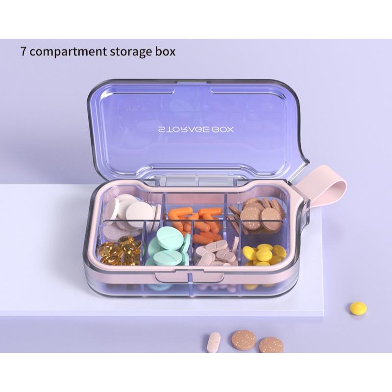 Portable Pillbox , 7-Compartment Pillbox