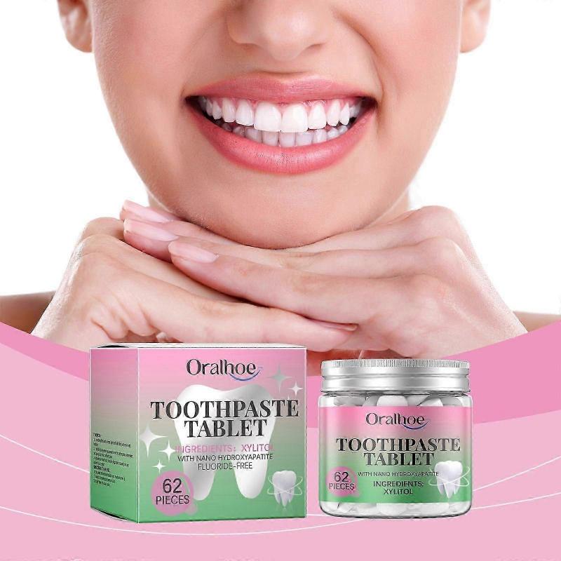 Bubblegum Toothpaste Tablets - Fresh Mint, Enamel Strength, Easy Chew & Brush, 62 Pieces