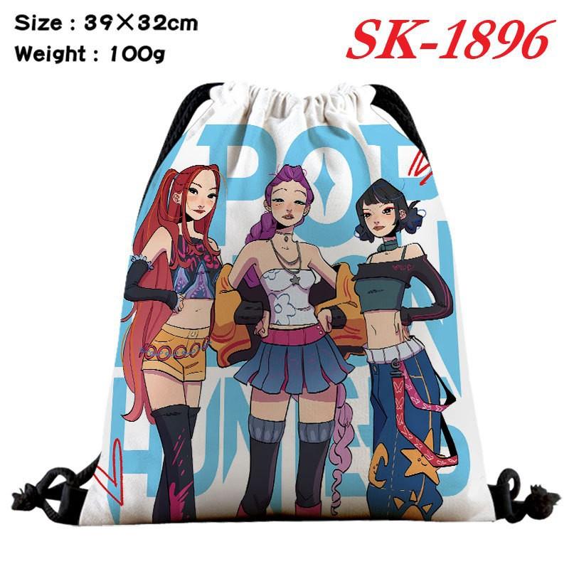 Demon Hunters Drawstring Bag Lightweight Backpack Cartoon Print Travel Fitness Clothes Storage