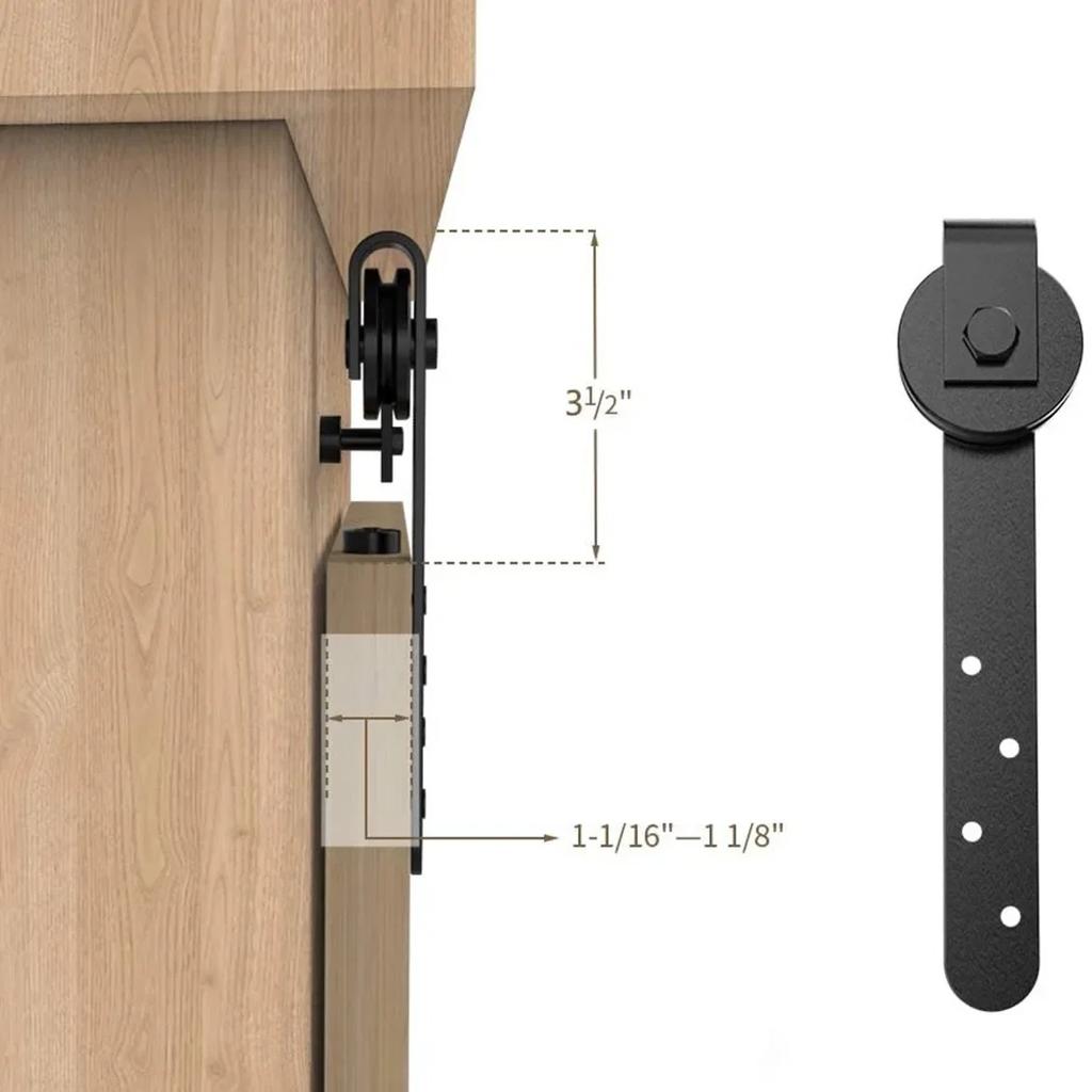 1 sada Posuvné sady systému Mini Barn Door Hladký tichý horní věšák Držák skříní Sady kování pro posuvná dvířka stodoly