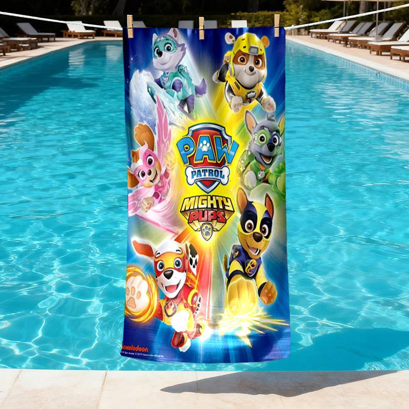 PAW Patrol Print Beach Towel Design, Soft, Lightweight. for Home Bathroom, Spa, Pool, Yoga, Surfing, Camping, Gift for Family, Friend