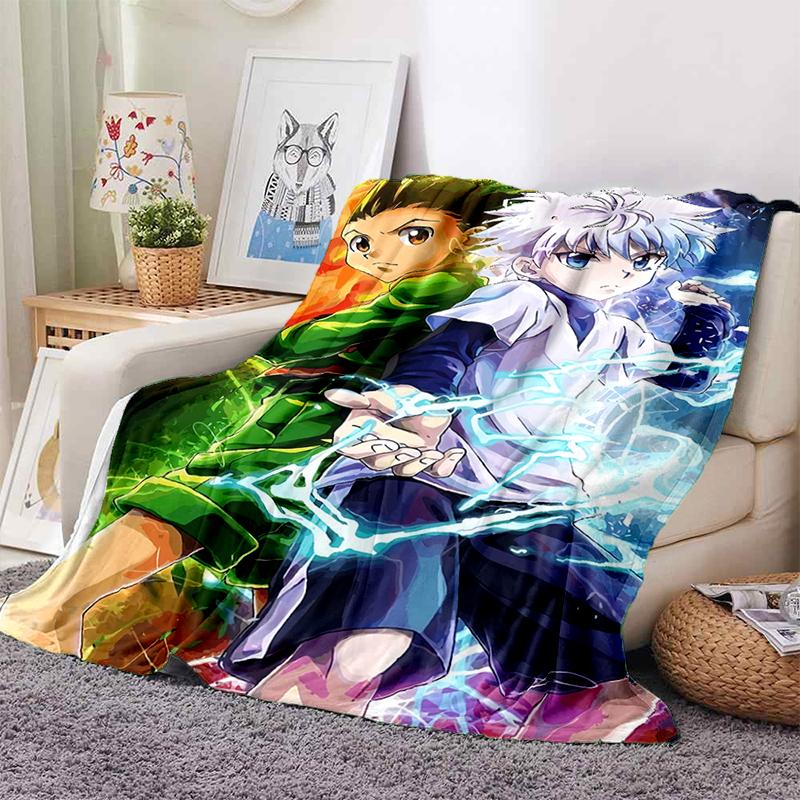 HXH Hunter X Hunter GON FREECSS Killua Zoldyck Cartoon Anime Flannel Blanket,Soft Throw Blanket for Home Bedroom Bed Sofa Gift