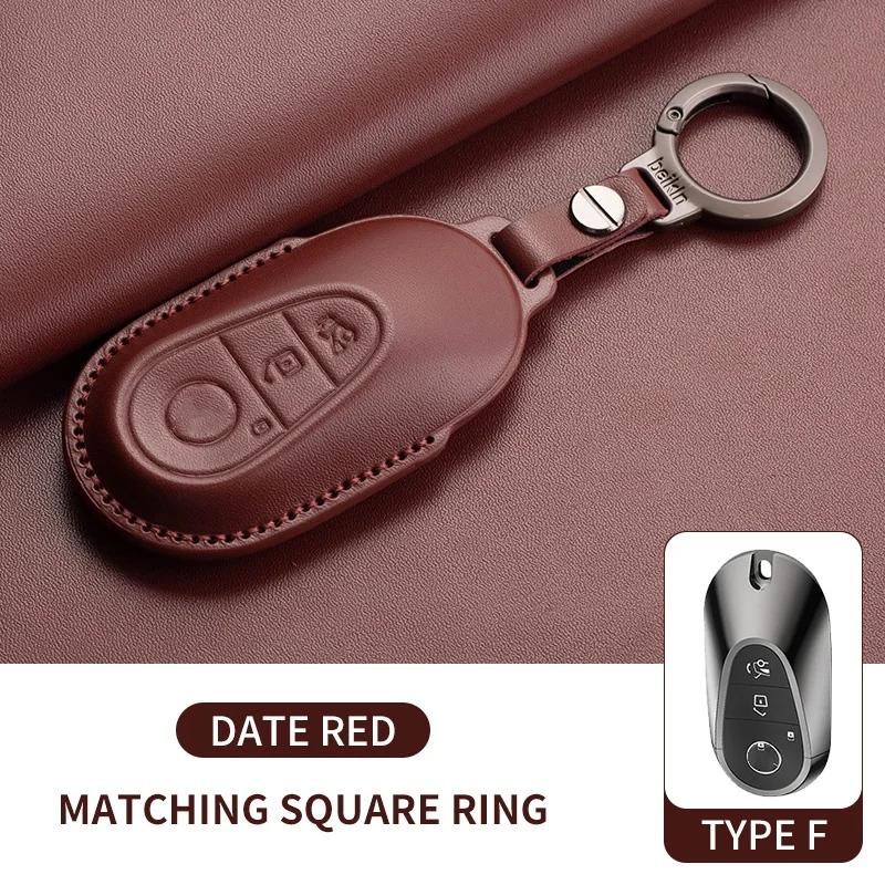 Leather Car Key Case Cover For Mercedes Benz E C G M R S Class W204 W212 W176 GLC CLA GLA AMG 2025 Key Shell Car Accessories