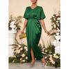 Women's early autumn new satin dress European and American ball dress satin waist dress
