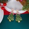 Holiday Dangle Earrings Christmas Drop Jewelry with Gold Tone Glitter Finish for Parties Dinners and Seasonal Styling