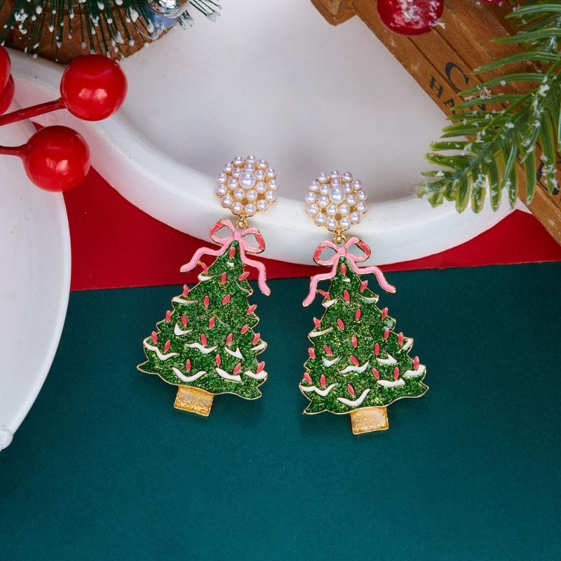 Holiday Dangle Earrings Christmas Drop Jewelry with Gold Tone Glitter Finish for Parties Dinners and Seasonal Styling