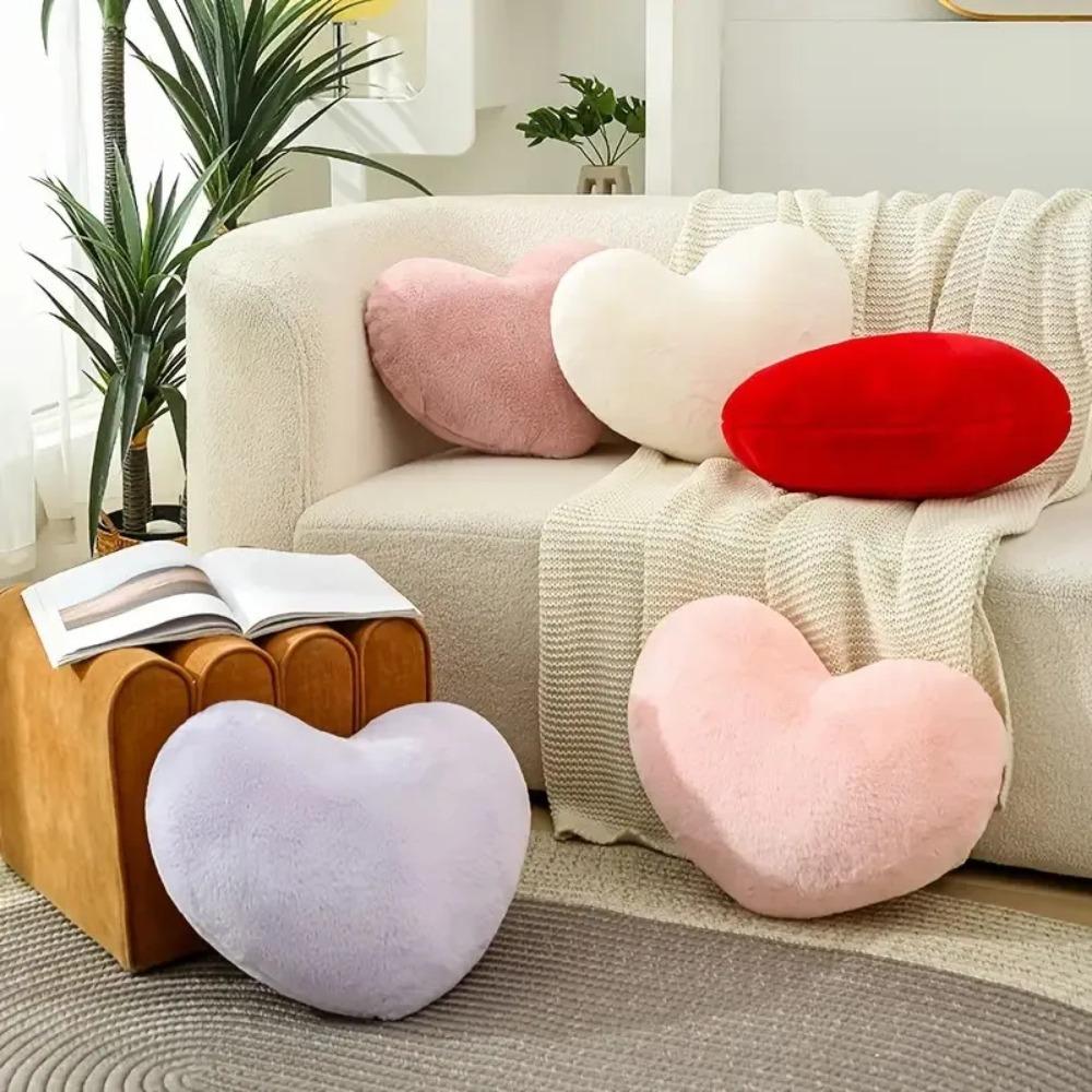 Valentines Day Gift Heart Pillow Cute Fuzzy Throw Pillow for Home Decor Photo Shoot Prop Romantic Decorations Cushion