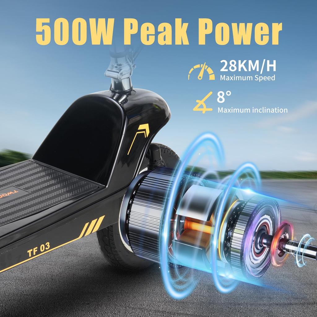 Three-wheeled Electric Scooter Twofish TF03 500W Motor 48V15Ah Battery 30km/h Max Speed 30km Max Range