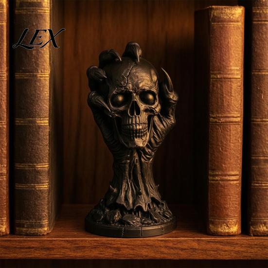 Skull Hand Statue 3D Printed & Devil Figurine, Realistic Holding Unique Halloween Gifts Statue, Gothic Desktop Ornament for Home Decoration