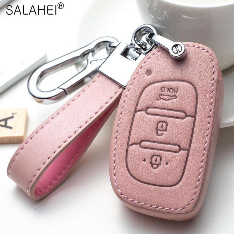 Leather Car Smart Key Cover Case Holder Protection For Hyundai Tucson Mistra Ix25 Ix35 I20 I30 I40 Hb20 Tm