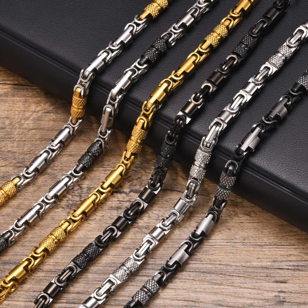 Vnox Oxidized Byzantine Chain Bracelet for Men Women Byzantium Geometric Link Stitching Retro Punk Viking Jewel