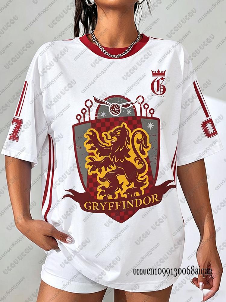 Summer Cartoon Harry Potter Print T-shirts For Women Casual Sports Football Jerseys Couple Street Tees Cosplay Clothing Y2K Tops