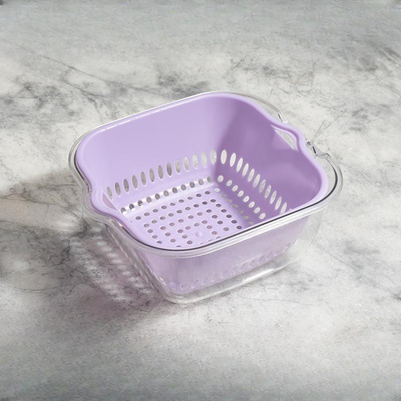 

Mini Double-layer Vegetable Washing Basin, Draining Basket, Kitchen Household Plastic Fruit Washing Plate, Living Room Vegetable Basket прозрачный/фиолетовый
