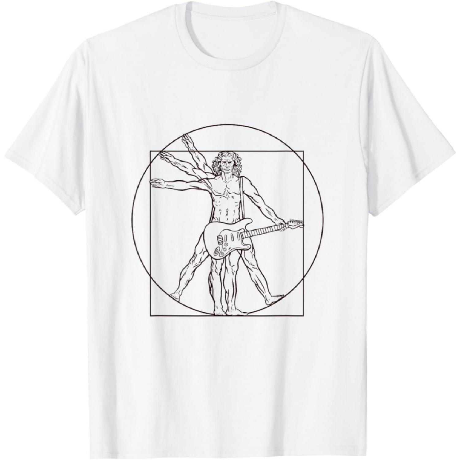 Whitruwius Human Body Figure Guitar Funny Leonardo Da Vinci T-Shirt S